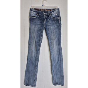 Rock Revival Jeans Women Amy Straight Thick Stitch  Distressed 29x33L
